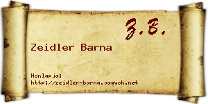 Zeidler Barna névjegykártya